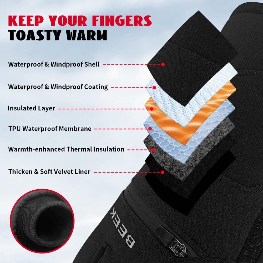 Waterproof Winter Gloves, Touchscreen Warm Gloves… - image 2
